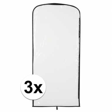 3x verkleedkleding opberghoes transparant 95 x 42 cm