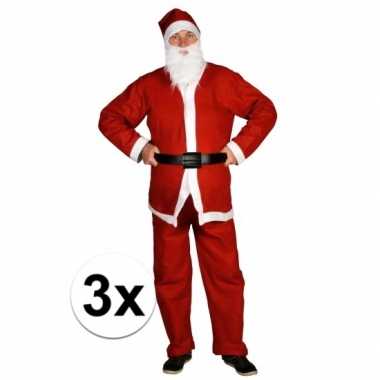 3x voordelige santa run kerstman verkleedkledings voor volwassenen