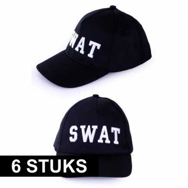 6x politie swat baseball caps verkleedkleding voor volwassenen