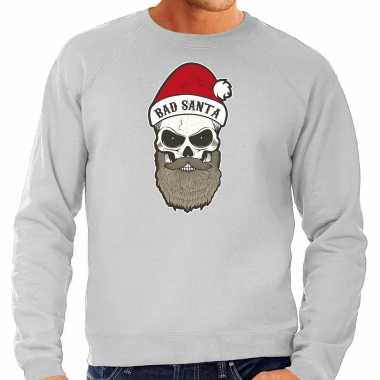 Bad santa foute kerstsweater / verkleedkleding grijs voor heren