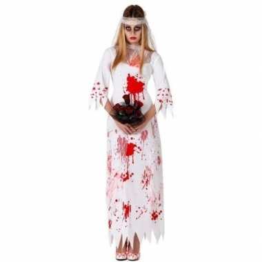 Bloederige zombie/spook bruid verkleed verkleedkleding voor dames