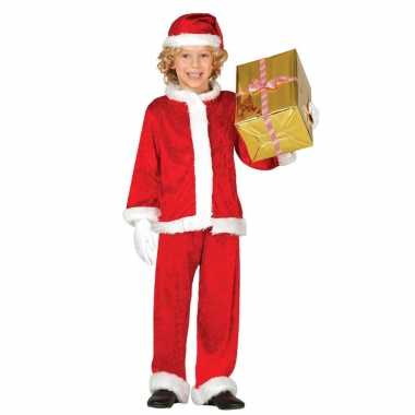 Budget pluche kerstman verkleed verkleedkleding voor kinderen 3 delig