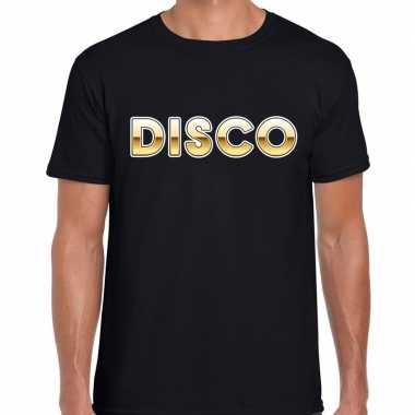 Disco tekst t shirt / verkleedkleding zwart voor heren