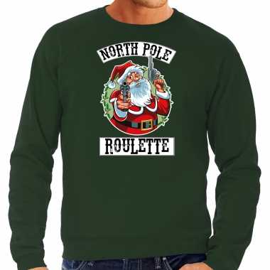 Foute kerstsweater / verkleedkleding northpole roulette groen voor heren