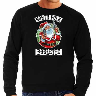 Foute kerstsweater / verkleedkleding northpole roulette zwart voor heren