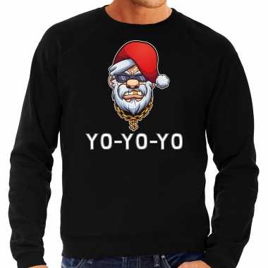 Gangster / rapper santa foute kerstsweater / verkleedkleding zwart voor heren