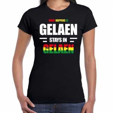 Geleen/gelaen carnaval verkleedkleding / t shirt zwart dames