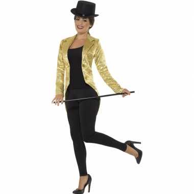 Gouden slipjas met pailletten verkleed verkleedkleding/jas voor dames