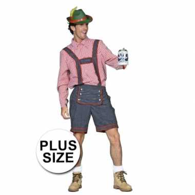 Grijze grote maten tiroler lederhose verkleed verkleedkleding voor he