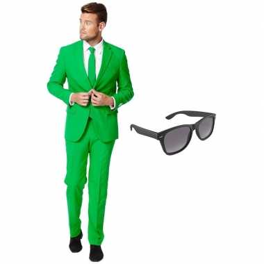 Groen heren verkleedkleding maat 56 (xxxl) met gratis zonnebril