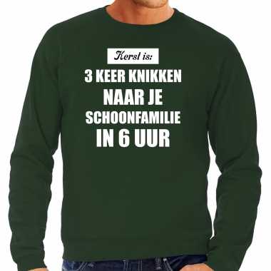 Groene foute kersttrui / sweater kerst is 3 keer knikken naar schoonfamilie verkleedkleding heren