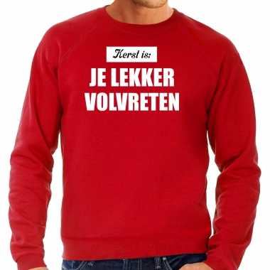 Grote maten kerst is je lekker volvreten foute kersttrui / kerst verkleedkleding rood voor heren