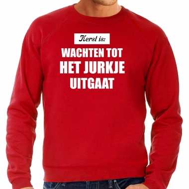 Grote maten kerst is: wachten tot het jurkje uitgaat kerst sweater / kerst verkleedkleding rood voor heren