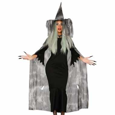 Halloween heksencape halloween verkleedkleding met hoed voor dames