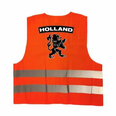 Holland fan hesje met zwarte leeuw ek / wk supporter verkleedkleding voor volwassenen