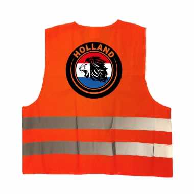 Hollandse leeuw veiligheidshesje oranje ek / wk supporter verkleedkleding voor volwassenen