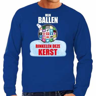 Rinkelende kerstbal sweater / kerst verkleedkleding mijn ballen rinkelen deze kerst blauw voor heren