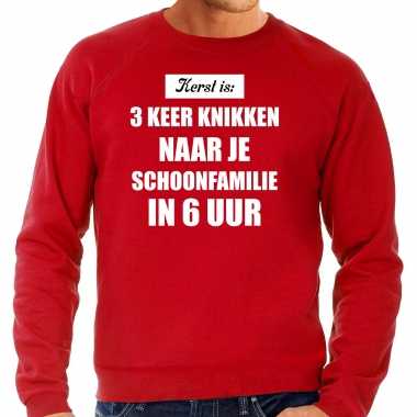 Rode foute kersttrui / sweater kerst is 3 keer knikken naar schoonfamilie verkleedkleding heren