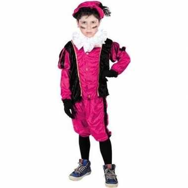 Roetveeg pieten verkleedkleding roze/zwart voor kinderen
