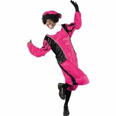 Roetveeg pieten verkleedkleding roze/zwart voor volwassenen