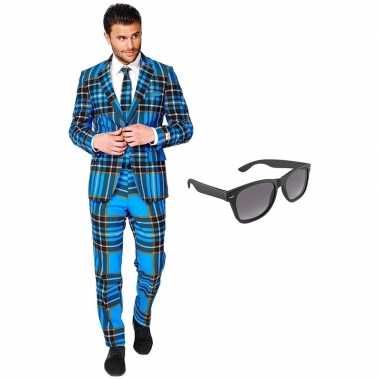 Schotse print heren verkleedkleding maat 56 (xxxl) met gratis zonnebr