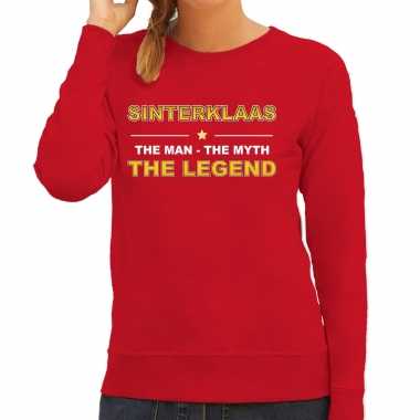 Sinterklaas sweater / verkleedkleding / the man / the myth / the legend rood voor dames