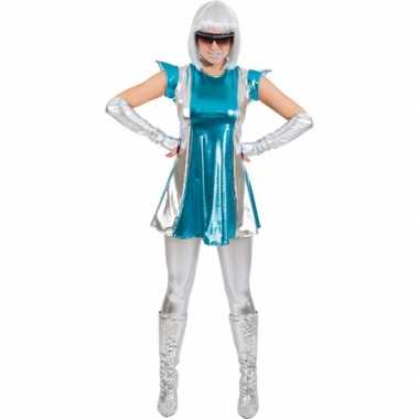 Space verkleedkleding blauw/zilver voor dames