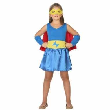 Supergirl jurk/jurkje verkleed verkleedkleding voor meisjes