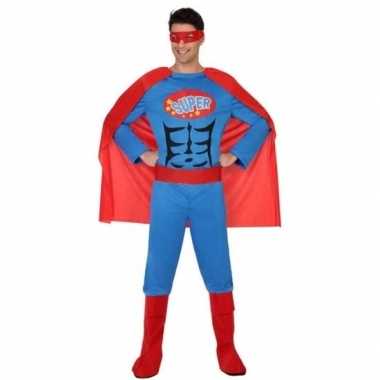 Superheld verkleed pak/verkleedkleding blauw/rood voor heren