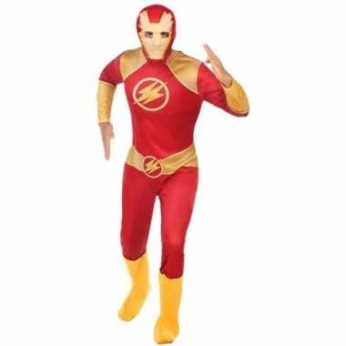 Superheld verkleed pak/verkleedkleding rood/goud voor heren