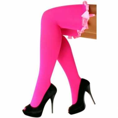 Verkleedkleding fluor roze dames