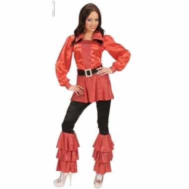 Verkleedkleding rode dames shirts met pailletten