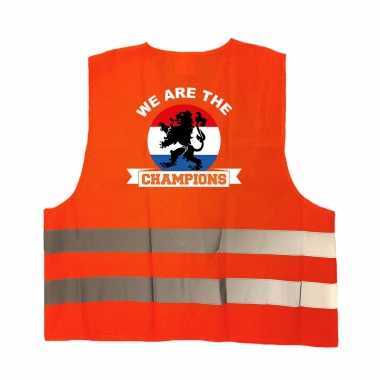 We are the champions oranje veiligheidshesje ek / wk supporter verkleedkleding voor volwassenen