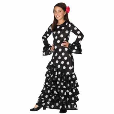 Zwarte spaanse kids verkleedkleding jurk