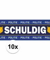 10 x schuldig stickers voor politie agent verkleedkleding