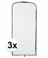 3x verkleedkleding opberghoes transparant 95 x 42 cm
