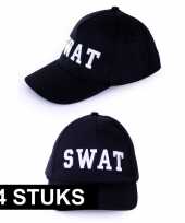 4x politie swat baseball caps verkleedkleding voor volwassenen