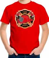 Brandweer logo t shirt verkleedkleding rood voor kinderen