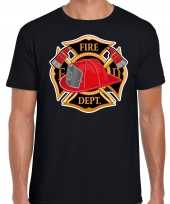 Brandweer logo verkleed t shirt verkleedkleding zwart voor heren