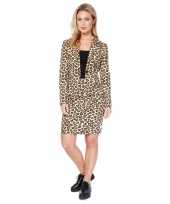Bruin dames verkleedkleding met luipaard print