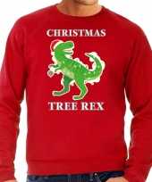 Christmas tree rex kerstsweater verkleedkleding rood voor heren