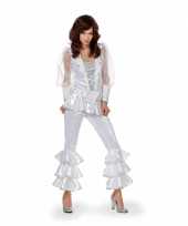 Dames disco verkleedkleding wit zilver