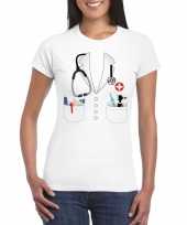 Doktersjas verkleedkleding t shirt wit voor dames