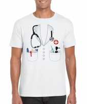 Doktersjas verkleedkleding t-shirt wit voor heren