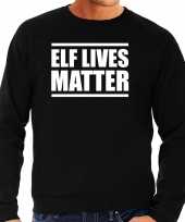 Elf lives matter kerst sweater kerst verkleedkleding zwart voor heren