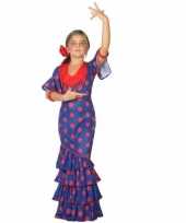 Flamenco danseres verkleedkleding blauw met rood