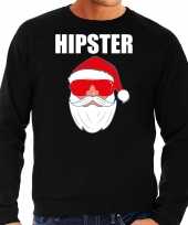 Foute kerst sweater kerst verkleedkleding hipster santa zwart voor heren