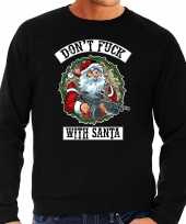 Foute kerstsweater verkleedkleding dont fuck with santa zwart voor heren