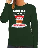 Foute kerstsweater verkleedkleding santa is a big fat motherfucker groen voor dames