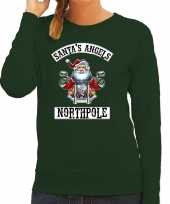 Foute kerstsweater verkleedkleding santas angels northpole groen voor dames